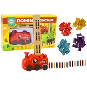 Rdeč dinozaver na baterije, ki ureja barvite dominote, 4 barve blokov