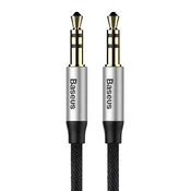BASEUS Stereo avdio kabel Yiven M30 AUX 3,5 mm mini jack 1,5 m – srebrno-črn