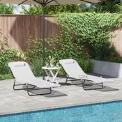 Sklopiva ležaljka za suncanje 2 pcs Krema 182 x 55 x 85,5 cm