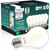 LUMILED 6x LED žarnica E27 A60 4,9W 1055lm = 75W 4000K Nevtralna 360° žarnica z žarilno nitko RAZREDA A