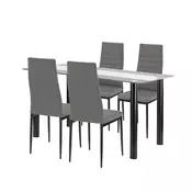 Jedilni set Denton 4+1 sivo-črna