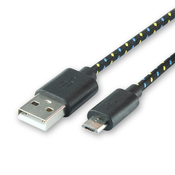 Micro USB kabel, 1m, crni pleteni