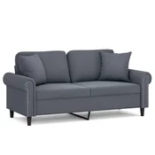 Vidaxl Kavč dvosed z okrasnimi blazinami temno siv 140 cm žamet