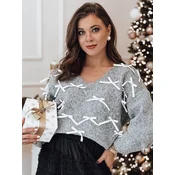 Sweter damski RIBBLOOM w kokardki grafitowy Dstreet