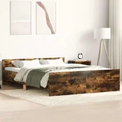 Greatstore Posteljni okvir z vzglavjem in vznožjem dim. hrast 140x200 cm