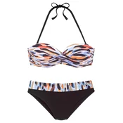 LASCANA Bikini  dimno modra / kostanj rjava / oranžna / črna