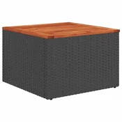 Vidaxl Vrtna miza črna 55x55x37 cm poli ratan in akacijev les