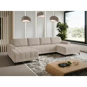 Kutna garnitura Stonecrest 101 (Velo 623) Svijetlo smeda, Funzione di sonnoPodrucje za spavanje, Scatola da lettoKutija za posteljinu, 337x168x92cm