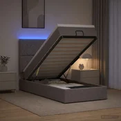vidaXL Otomanska postelja z vzmetnico in LED Taupe 80 x 200 cm Blago