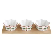 3-piece appetizer bowl set, with bamboo holder, Magie de Noel - Nuov