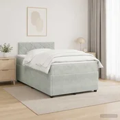 vidaXL Postelja boxspring z vzmetnico Svetlo siva 120 x 190 cm Žamet