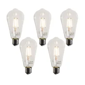 Komplet 5 E27 LED žarnic z žarilno nitko ST64 prozornih 4W 470 lm 2700K