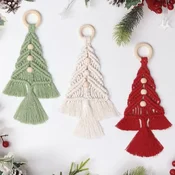 Netscroll Komplet za izdelavo božičnih makrame okraskov, 3 barve preje, DIY komplet, lesene perle, popoln za začetnike, ustvarite svoje okraske, CraftKit