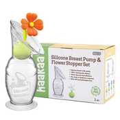 haakaa® generation 2 silikonska prsna črpalka 100ml z zamaškom flower orange