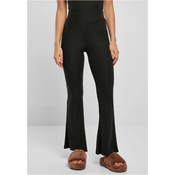 Womens high-waisted leggings with flared ribbing black