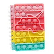 Nikcorp Beležnica Pop It šolski zvezek Samorog, format A6, 50 strani, antistresna senzorična igrača Fidget Toy za otroke, pisana beležnica