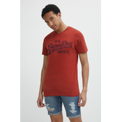 Pamucna majica Superdry za muškarce, boja: crvena, melanž
