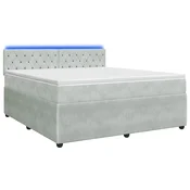 vidaXL Postelja boxspring z vzmetnico Svetlo siva 140 x 190 cm Žamet