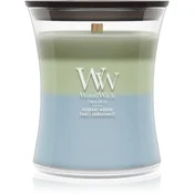 Woodwick Trilogy Verdant Woods dišeča sveča z lesenim stenjem 275 g