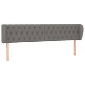 Vidaxl Vzglavje z ušesi temno sivo 203x23x78/88 cm blago