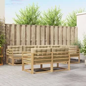 Set vanjskih sofa s jastukom 6 pcs Bijela i bež Poliester