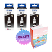 Epson - Komplet bocica za Epson C13T66414A (crna), original, 3 komada + GRATIS POKLON