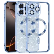 TPU gel ovitek Techsuit Luxury Glitter MagSafe za iPhone 16 Pro - light blue