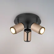 Trio Lighting Stropna svetilka Gillan, kava, 3-svetilna, okrogla, kovinska, GU10 - Dnevna soba/jedilnica - Sodobni - kavno rjava, črna - Kovina