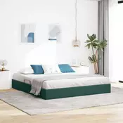 Otomanski krevet s pohranom Tamnozelena 160 x 200 cm Baršun