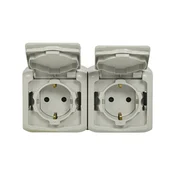 Legrand Forix 2x2P + F ozemljena vtičnica, IP44 siva