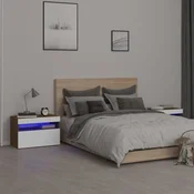 Vidaxl vidaXL Nočne omarice z LED osvetlitvijo, komplet 2 kosov, dimljen hrast, 60x35x40 cm