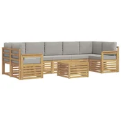 Set vanjskih sofa 8 pcs Bijela i svjetlosiva Poliester