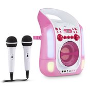AUNA KARA ILLUMINA, ružičasti, karaoke sustav, CD, USB, MP3, LED light show, 2 x mikrofon, prijenosni