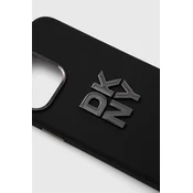 shumee Ovitek DKNY s tekočim silikonom in kovinskim logotipom – iPhone 15 Pro Max (črn)