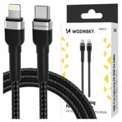 WOZINSKY Kabel za iPhone USB-C – Lightning PD 30 W, 2 m, črn