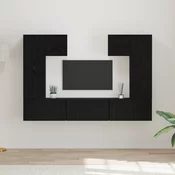 Set TV komoda Zidne 7 pcs Crni hrast Konstruirano drvo