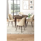 Hanah Home Set Trpezarijski sto i 4 stolice, Bež-braon