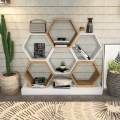 Hanah Home Polica 120x109x29,5cm Belo-Hrast