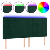 Vidaxl LED posteljno vzglavje temno zeleno 200x5x118/128 cm žamet