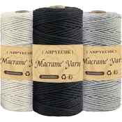 Bombažna vrvica za makrame 3 mm, 300 m (3x100m) - Naravna bež, 4-slojna, mehka in trpežna, za DIY, ročna dela, pletenje, dekoracije, pralna