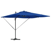 Vidaxl Cantilever Roma dežnik z LED lučmi v azurno modri barvi – 286 x 285 x 270 cm, aluminijast.