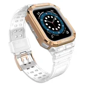 slomart zaščitni trak z ohišjem za Apple Watch 7/6/5/4/3/2/se (45/44/42mm) ohišje oklepni pokrov ure bela/rose gold