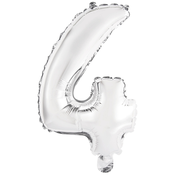 Amscan Mini folija balon številka 4 srebrna 33 cm