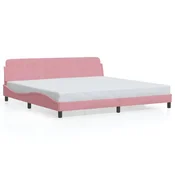Vidaxl Posteljni okvir Dover roza 200x200 cm žamet