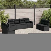 8-dijelni set vrtnih sofa od poliratana s jastucima crni Crna 66 x 62 x 69 cm