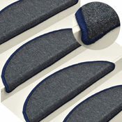 Prostirke za stepenice 15 kom 65x24x4 cm tamno sive i plave poluokrugle velike