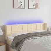 Vidaxl vidaXL Vzglavje postelje z LED diodami kremne barve 147x16x78/88 cm blago