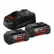 BOSCH Začetni komplet 36 V - 2x baterija GBA 36V 6,0 Ah + polnilnik GAL 3680 CV