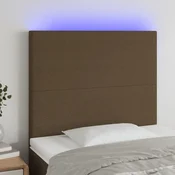 Vidaxl LED posteljno vzglavje temno rjavo 90x5x118/128 cm blago