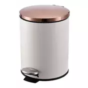eoshop Okrogel kovinski koš za smeti na pedal 20 l, bel/baker, s plastičnim vložkom